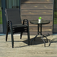 Комплект садовой мебели 4Points Udine-4 на дачу с круглым столом и четырьмя стульями для сада террасы KM