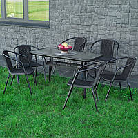 Комплект садовой мебели из техно-ротанга 4Points Siena-6 на дачу со столом и шестьми стульями для сада KM