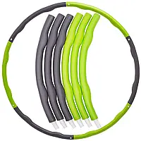 Обруч складной мягкий Хула Хуп Hula Hoop SP-Sport K610 6 секций двухцветный Серый-салатовый