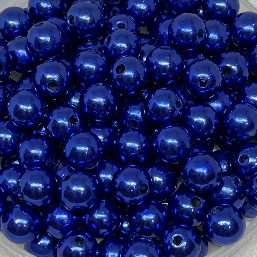 Намистини 10 мм, колір -синий, упаковка -50 шт, Синій, фото 1