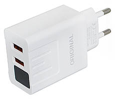Мережевий зарядний пристрій 3.1 A 2 USB c екраном ADP-25 (5740)