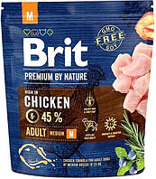 Сухой корм для взрослых собак средних пород Brit Premium Dog Adult M с курицей 1 кг