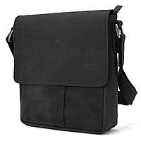 Небольшая мужская сумка через плечо кожаная Limary lim-354RA черная ESTET