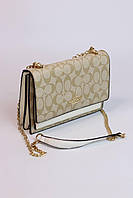 Женская сумка Coach mini klare crossbody beige/white, женская сумка, Коуч бежевого/белого цвета High Quality