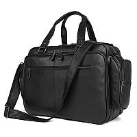 Большая кожаная офисная или дорожная черная сумка 7150A John McDee