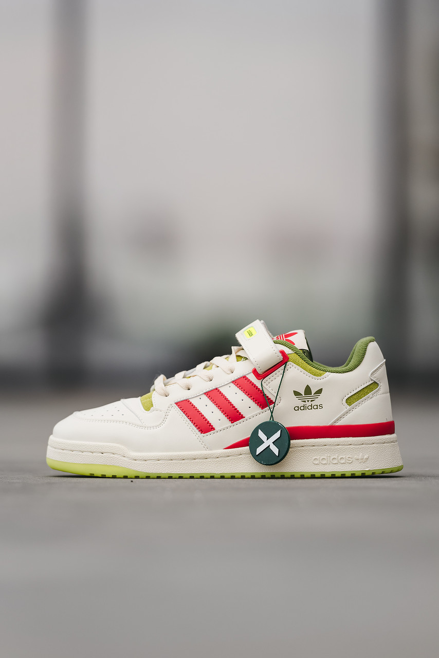 Чоловічі Кросівки Adidas Forum Low x The Grinch White Green Red / Адідас Форум Зе Грінч Низькі