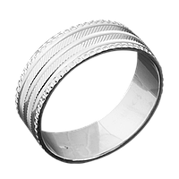 Серебряное обручальное кольцо с глубокими параллельными полосами