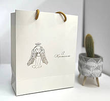 Пакет для подарунків "З хребтінами" із золотим тисненням 24х20х9 см