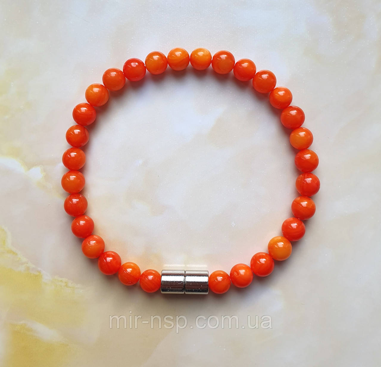 Браслет натуральний перламутр 6 мм розмір 19, фото 1