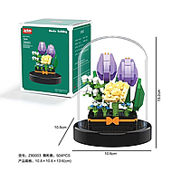 Конструктор ночник цветы с подсветкой, цветок в колбе (тюльпаны), лего цветы