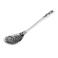 Ложка загребушка серебрянная маленькая с узором чернение