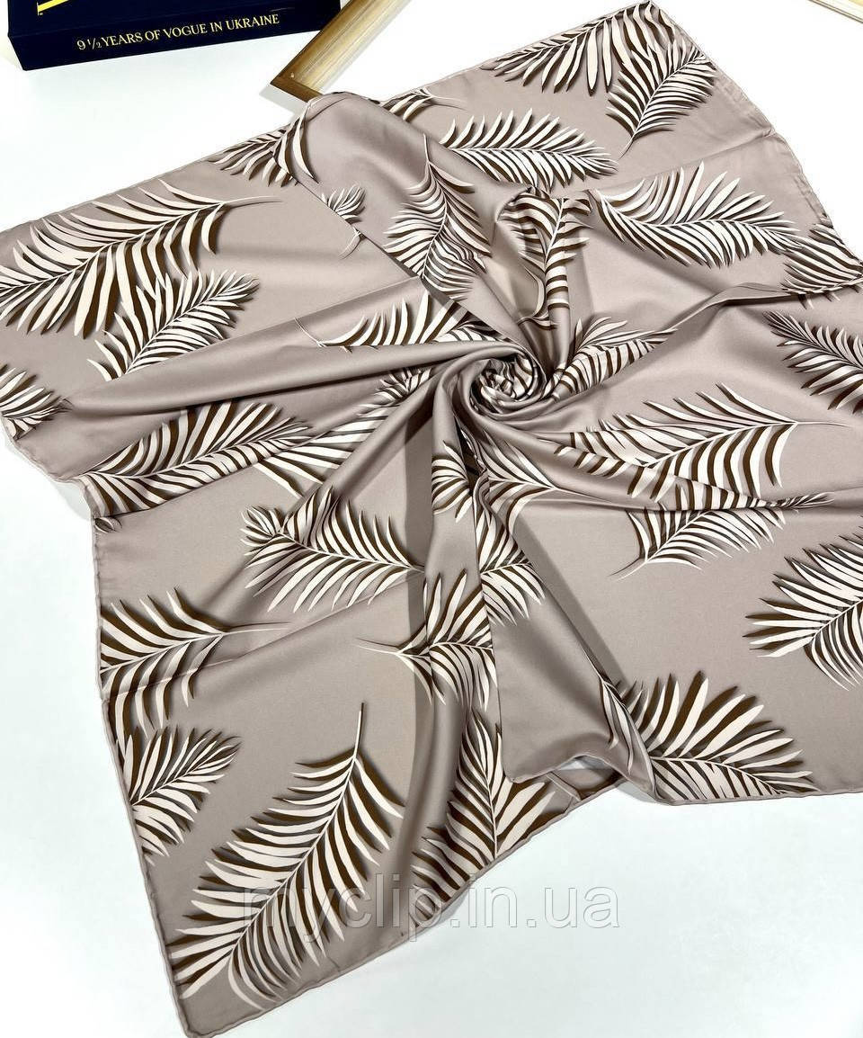 Жіночий шовковий платок шарф з абстрактним малюнком. Якісна весняна хустка із натуральної тканини