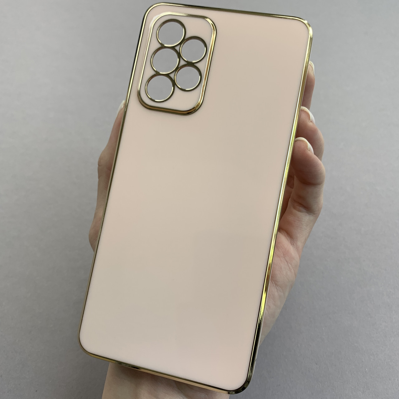 Чохол для Samsung Galaxy A52 чохол із золотою окантовкою на телефон самсунг а52 пудровий h7y