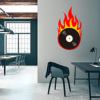 Вінілова самоклейна інтер'єрна наклейка кольорова декор на стіну (шпалери, фарбу) "Вінілова Платівка" з оракалу