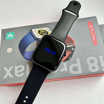 Смарт годинник Фітнес-браслет-трекер I8 Pro Max пульсометром тонометром чорний