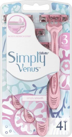 Одноразові жіночі станки Simply Venus 3 (4шт.)