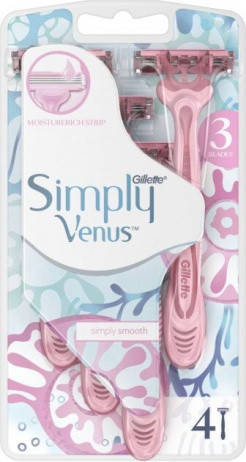 Одноразовые женские станки Simply Venus 3 (4шт.) (ID#1609540783), цена ...