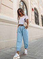 Стильные женские коттоновые джинсы baggy свободного кроя