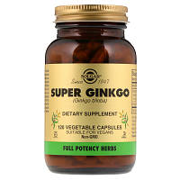 Травы Solgar Гинкго Билоба Супер, Super Ginkgo Biloba, 120 желатиновых к (SOL-03915) - Вища Якість та
