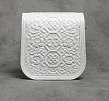 Шкіряна квадратна жіноча сумка, біла сумочка з тисненим орнаментом "Сварога", сумка через плече, фото 6