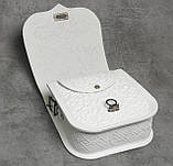 Шкіряна квадратна жіноча сумка, біла сумочка з тисненим орнаментом "Сварога", сумка через плече, фото 7