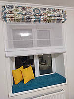 Римская штора с геометрическим орнаментом (мендалами) для кухни, детской, залы и спальни. Розмер 130*155