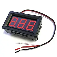 Digital DC Voltmeter 0-100V, Цифровой вольтметр 0-100В, 3-разрядный, красный дисплей, размеры 48x29x22мм