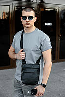 Сумка-мессенджер із натуральної шкіри, сумка через плече чоловіча SL029 (чорна) High Quality
