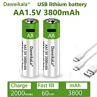 Акумуляторна батарейка АА зарядка від USB Type C