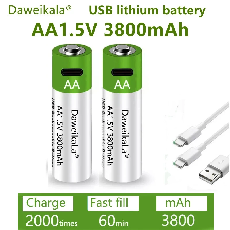 Акумуляторна батарейка АА зарядка від USB Type C