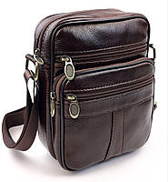 Компактная кожаная сумка мужская JZ AN-205 16,5x21x7-8 Коричневый KS, код: 8058103