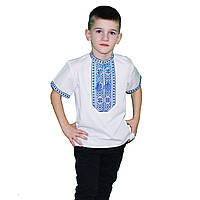 Детская вышиванка для мальчика "Козачок" с бирюзовой вышивкой к. рук.