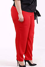 Штани жіночі червоні великих розмірів з кишенями, фото 3