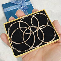 Подарок девушке набор круглых сережек конго три пары размерами 35/40/45 мм сплав медзолото Xuping в коробочке