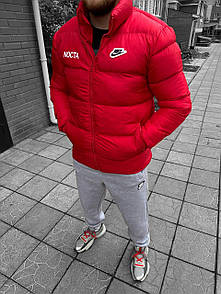 Куртка чоловіча червона утеплена без капюшона (євро зима) однотонна Nike Nocta C.L (Найк)