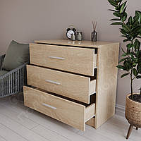 Комод тумба 71х68х35 на 3 шухляди. Комодик дитячий 700мм для одягу з висувними ящиками Дуб сонома