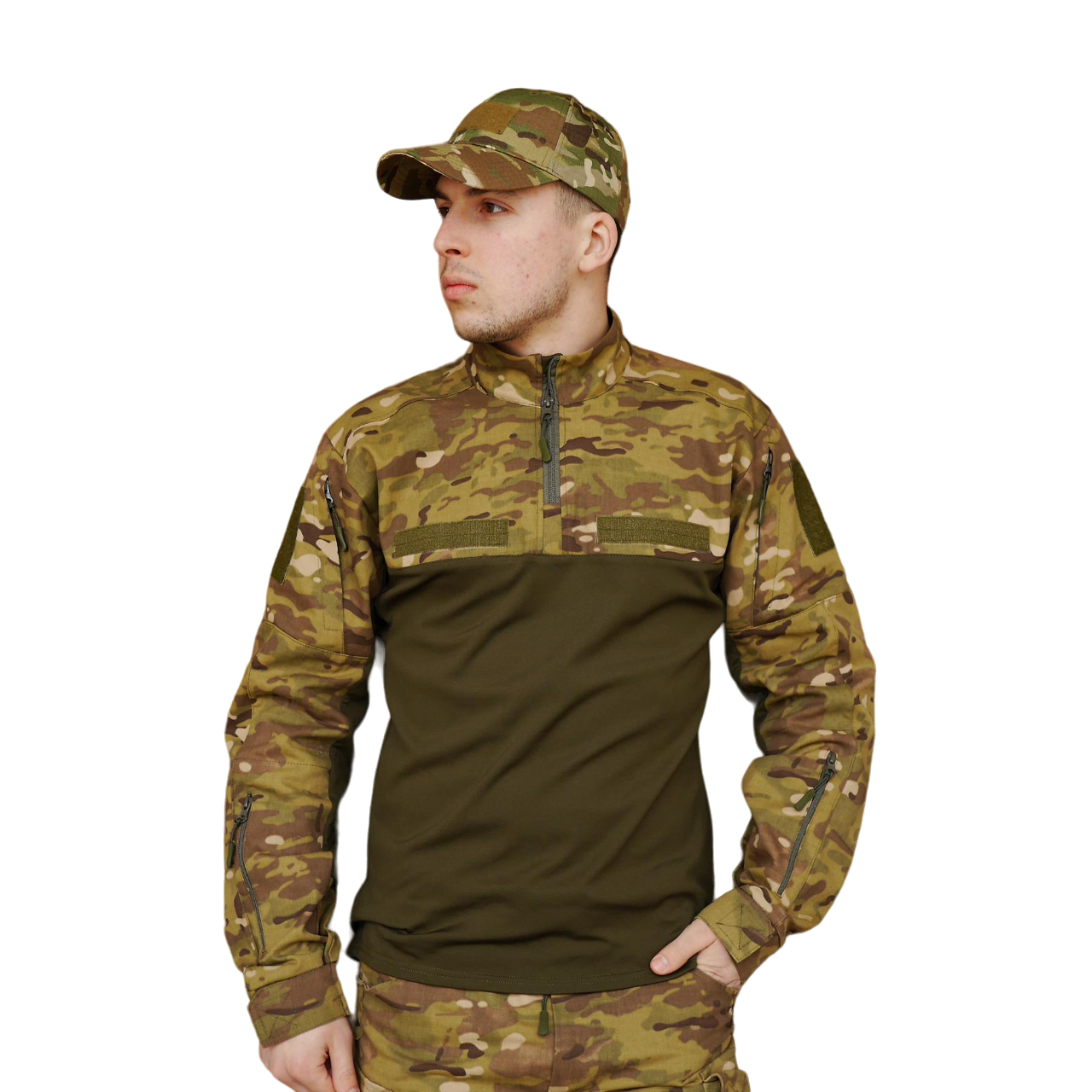 Тактична бойова сорочка убакс мультикам, військова чоловіча кофта з липучками під шеврони