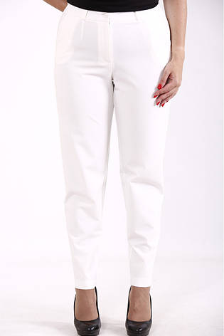 Білі штани для повних жінок костюмка талія без резинки, фото 2