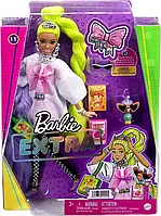 Лялька Барбі Екстра №11 з неоново-зеленим волоссям Barbie Extra Doll #11 (HDJ44) футболка оверсайз і легінси