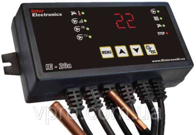 Автоматика для твердопаливного котла Inter Electronics IE-26n (на 2 насоса й 1 вентилятор)