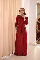 Оксамитова жіноча сукня, вишневого кольору, довга, від українського бренду Sweet Woman