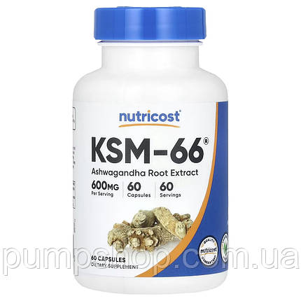 Екстракт кореня ашвагандхи Nutricost Ashwagandha Root Extract KSM-66 600 мг 60 капс., фото 1