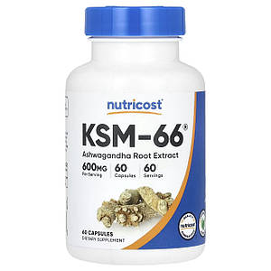 Екстракт кореня ашвагандхи Nutricost Ashwagandha Root Extract KSM-66 600 мг 60 капс.