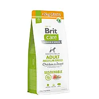 Сухий корм для собак середніх порід Brit Care Dog Sustainable Adult Medium Bred 12+2 кг