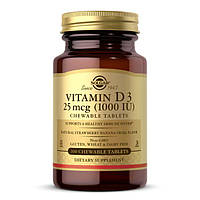 Витамины и минералы Solgar Vitamin D3 25 mcg, 100 жевательных таблеток CN6158 SP