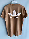 Футболка чоловіча бежева повсякденна з коротким рукавом брендова літо рефлективне лого Adidas (Адідас), фото 2