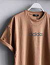 Футболка чоловіча бежева повсякденна з коротким рукавом брендова літо рефлективне лого Adidas (Адідас), фото 3