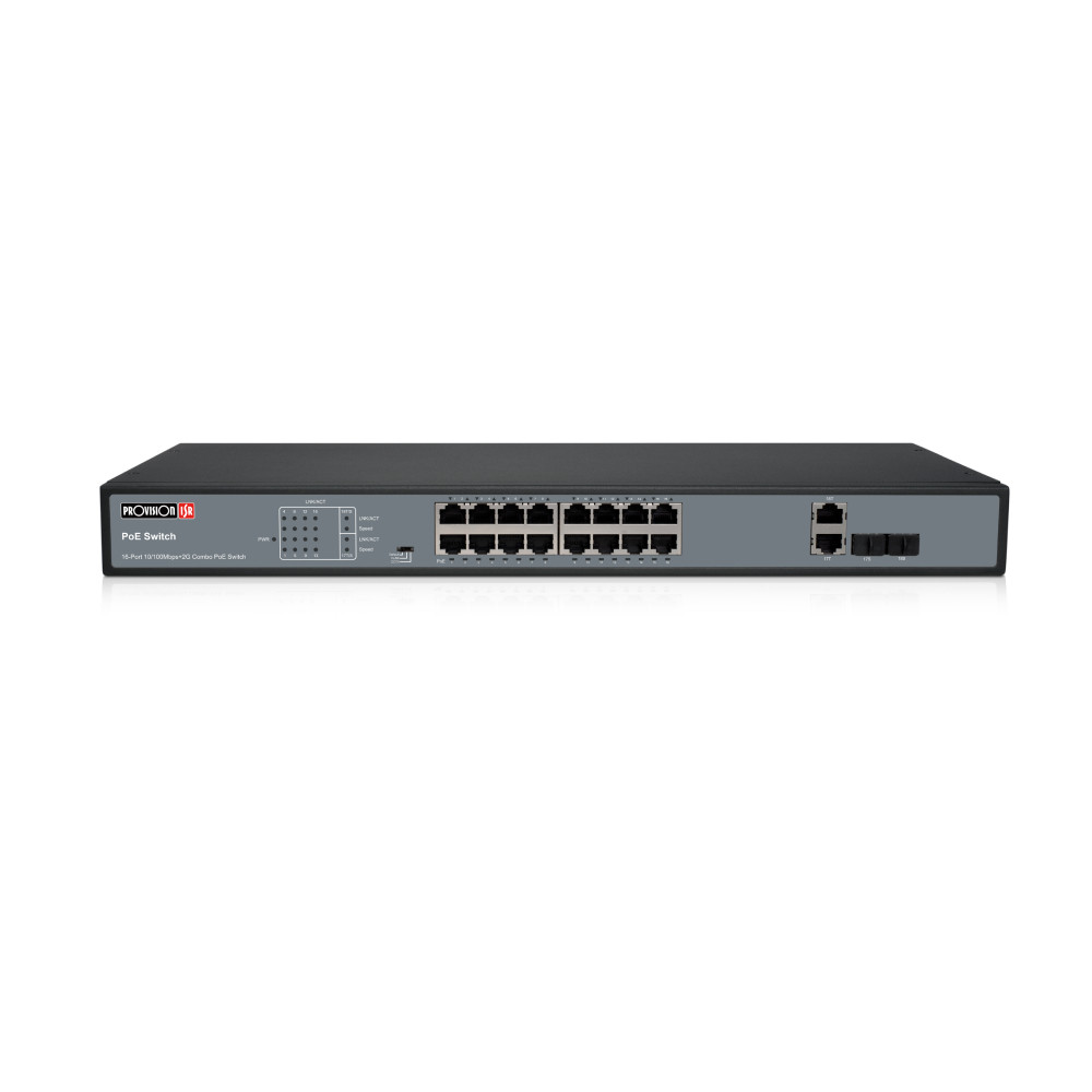 Некерований PoE-комутатор Provision-ISR PoES-16250C+2Combo-V2 з 16 портами PoE