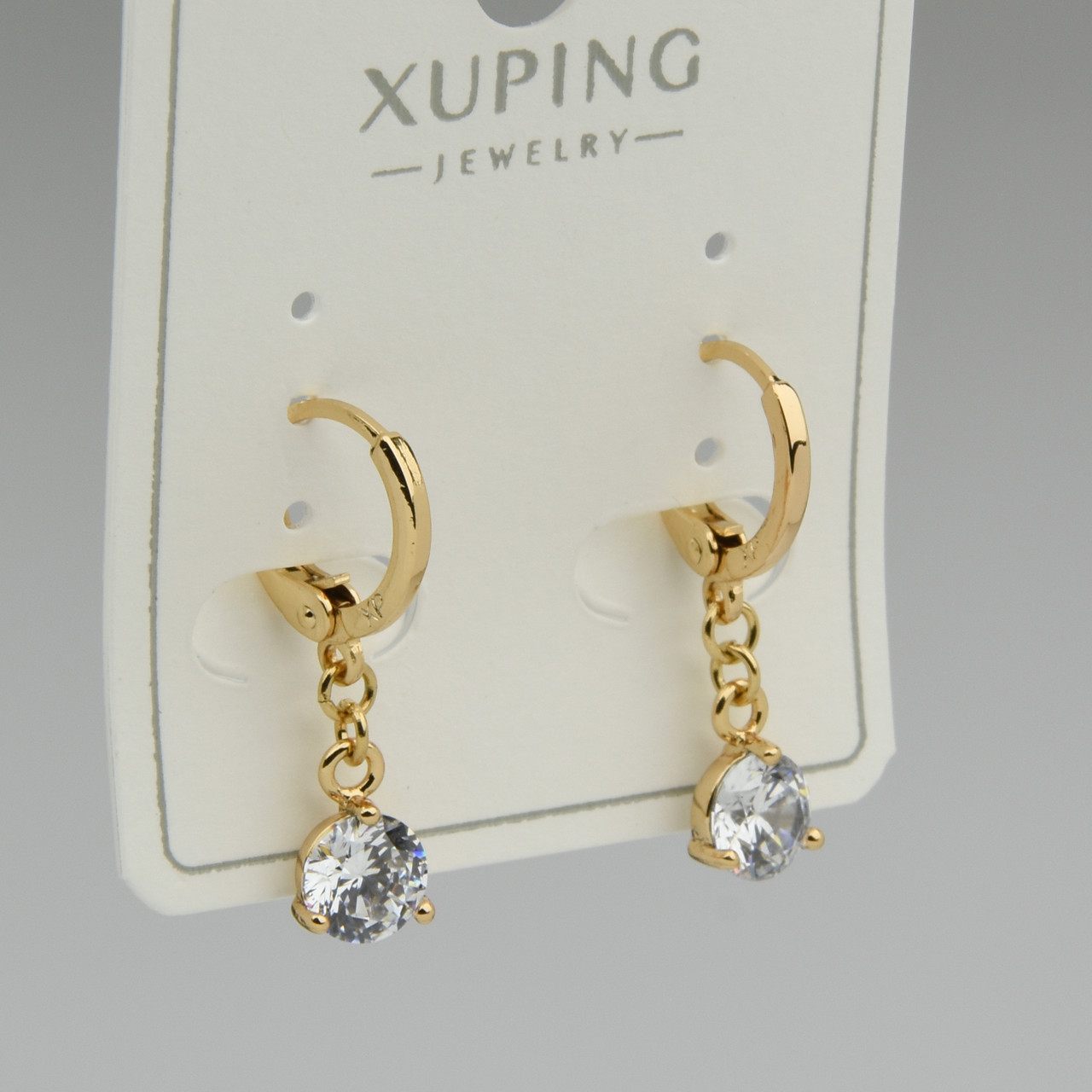 Серёжки женские золотистого цвета Xuping Jewelry 18K кольцо конго с белыми хрустальными стразами длина 25 мм