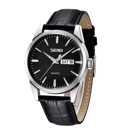 Чоловічий наручний класичний годинник Skmei 9073 (Сріблястий з чорним циферблатом)Чоловічий наручний класичний годинник Skmei 9073, фото 1
